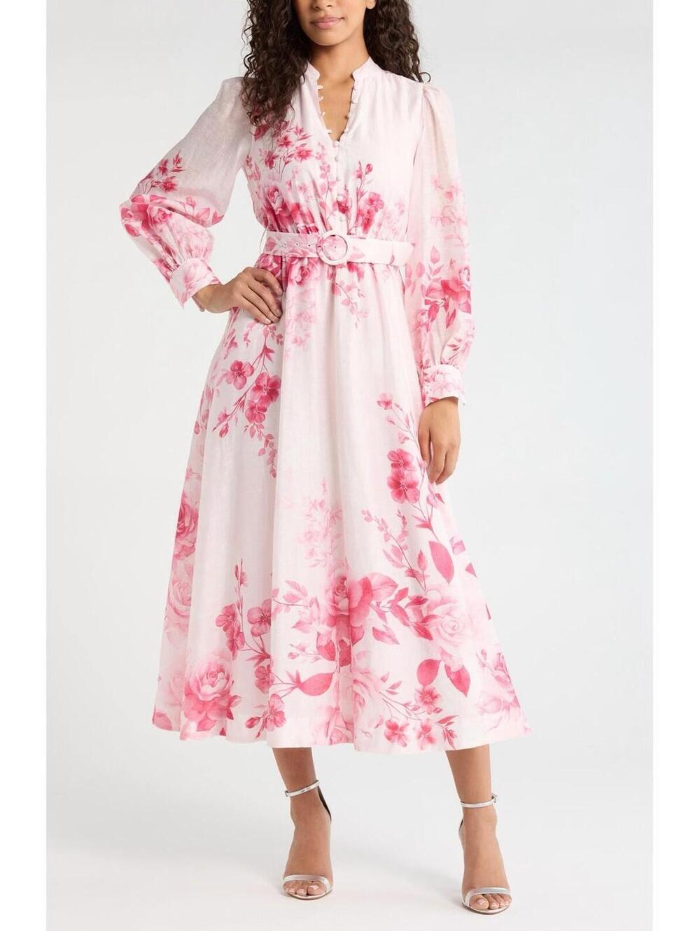 New Ever New Rosalyn Floral Long Sleeve Belted Dress In Rosina Floral Sz 6 $209